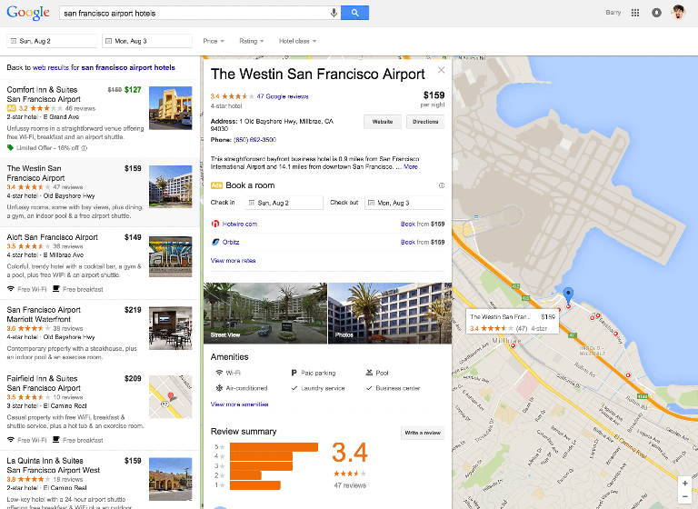 new hotel finder interface